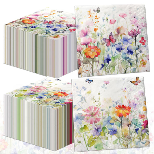 Wildflower Napkins,Wildflower Baby Shower Decorations Wedding Shower Party Napkins Easter Spring Butterfly Floral Theme Napkins Decorations for Bridal Shower,Spring Holiday,Easter Birthday Supplies