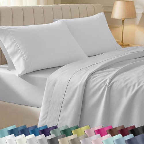 California Design Den Twin XL Bed Sheets Set - 100% Cotton, 400 Thread Count, Silky Smooth Sateen, Breathable - Silver