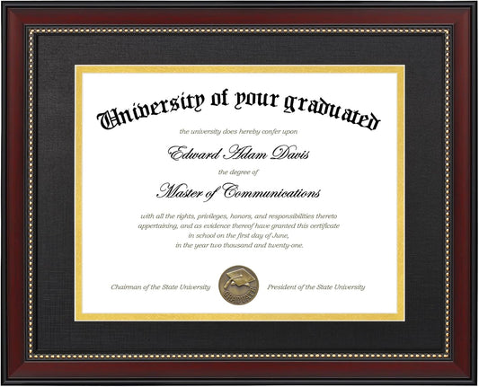 Upsimples 8x10 Picture Frame Set - 5 Black Frames & 11x14 Mahogany Diploma Frame Bundle