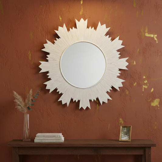 Bone Inlay Mirror Frame Handmade Decorative Wall Mirror Frame with Intricate Floral Design Boho, Vintage and Ethnic Home Décor Accent