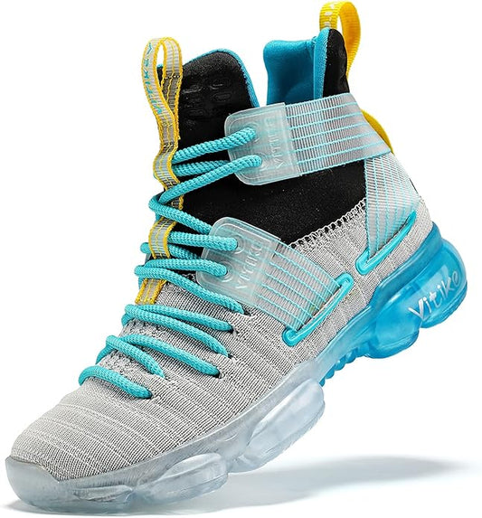 VITUOFLY Kids Basketball Shoes Boys Air Cushion Sneakers Girls Mid Top School Hoops Shoes Non-Slip Outdoor Sports Running Gym Comfortable Durable Little Kid/Big Kid