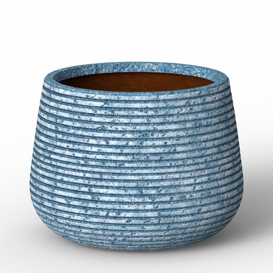 Humid Jade Round Concrete Planter, 12.5 Inch Dia Mineral-Toned Surface Plant Pot with Drainage Hole and Plug, Ideal for Succulents, Flowers and Trees for Porch, Patio or Home, Celestial Blue Vein