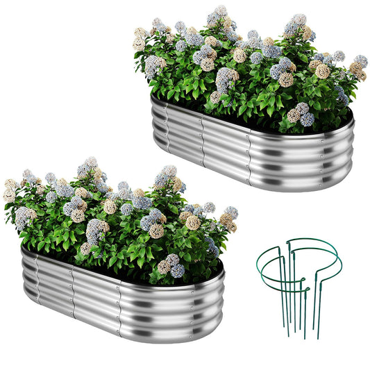 ZFHgarden Galvanized Metal Planter Raised Garden Bed Kit for Gardening Outdoor，4x2x1ft 2 Planter Grow Garden Box Raised Flower Bed，Long Vegetable Clearance Herb Raised Garden Beds for Gardening Metal