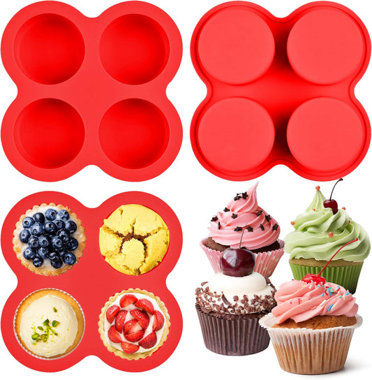 Skiennix Air Fryer Egg Bite Molds - 4-Cup Silicone Baking Pans for Muffins & Frittatas | 5.3 x 5.3 Inch (2 Pack)
