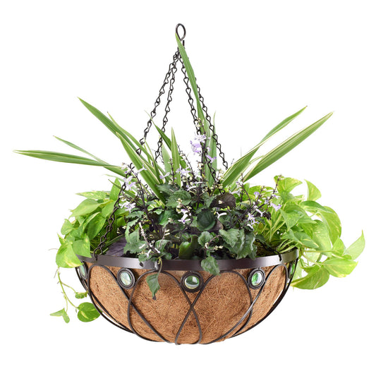 Arcadia Garden Products Emerald Series Round Hanging Basket Planters, 20-Inch Metal Copper Accent CB03