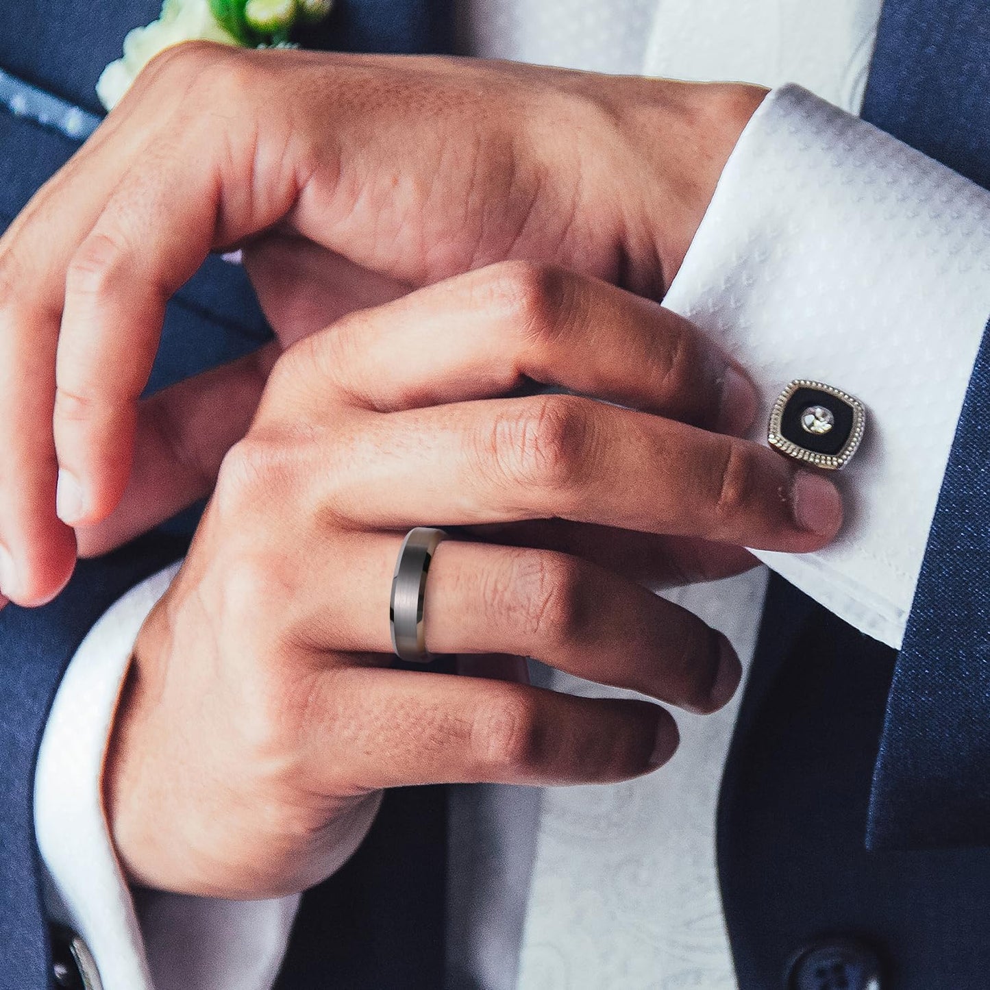 King Will 6mm Men's Gunmetal Gray Wedding Ring - Brushed Matte Surface, Beveled Polished Edge, Comfort Fit Size 10