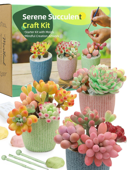 Microland Craft Kits for Teens Crafty Clay Kit for Succulents Flower Making Fun Adult Activities of Arts and Crafts Art Therapy Crafting Set Creative Gifts for Women Teen Girls Artist Gifts for Mom