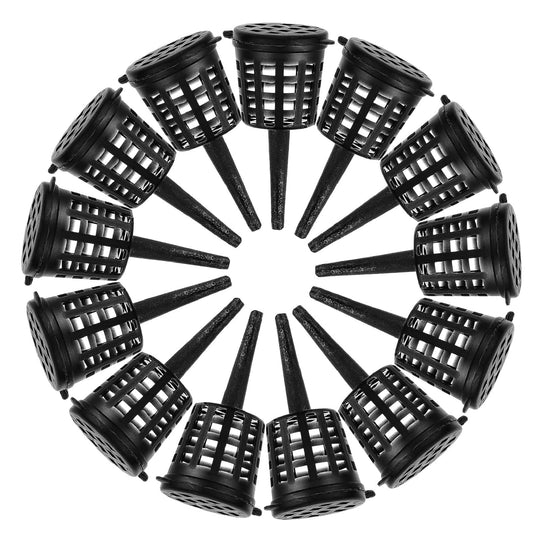 100pcs Bonsai Fertilizer Baskets, 2cm/0.8in Diameter Fertilizer Box with Cover Plastic Garden Nursery Pots Portable Planting Nutrition Cups for Succulent