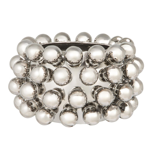 Bloomingville Stoneware Planter with Balls, Chrome Finish