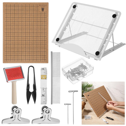 108 Pcs Macrame Supplies Include Macrame Board Metal Adjustable Holder with 100 T Shaped Pins Double Sided Grids Bracelet Making Board with Brush Scissor Ruler for Braiding Bracelet Creating