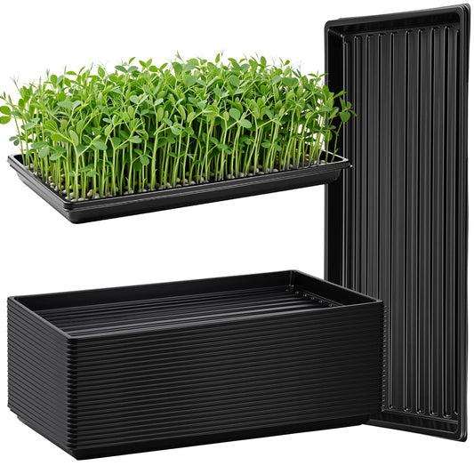 Vesici 20 Pack 1020 Seed Starting Tray Heavy Duty Plant Growing Flat Seedling for 72/128 Cell Plug Plant Nursery Tray No Hole Germination Transplant for Microgreens Gardening Greenhouse (L)