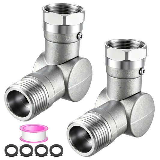 Enhon 180° & 360° Garden Hose Swivel Connector, Garden Hose Connect and Spigot Extender for Outdoor Faucet, Fits Standard 3/4" Water Pipes(Metal,Silver,2 Pack)