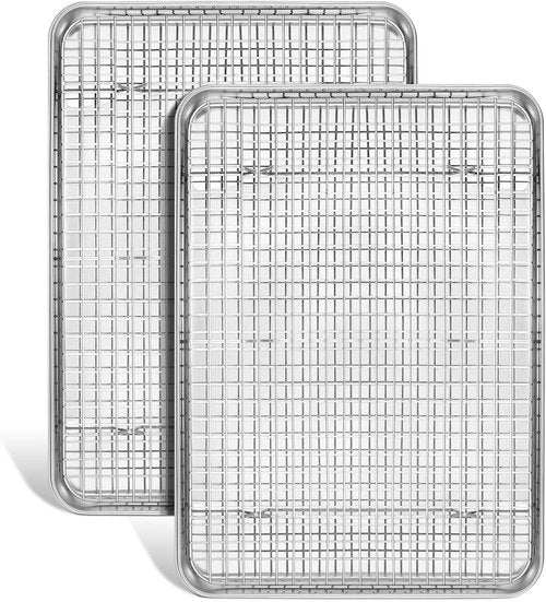 Leonyo Jelly Roll Pan Set - Nonstick Baking Sheet with Cooling Rack | 16 x 12 Inch (2 Trays + 2 Racks)