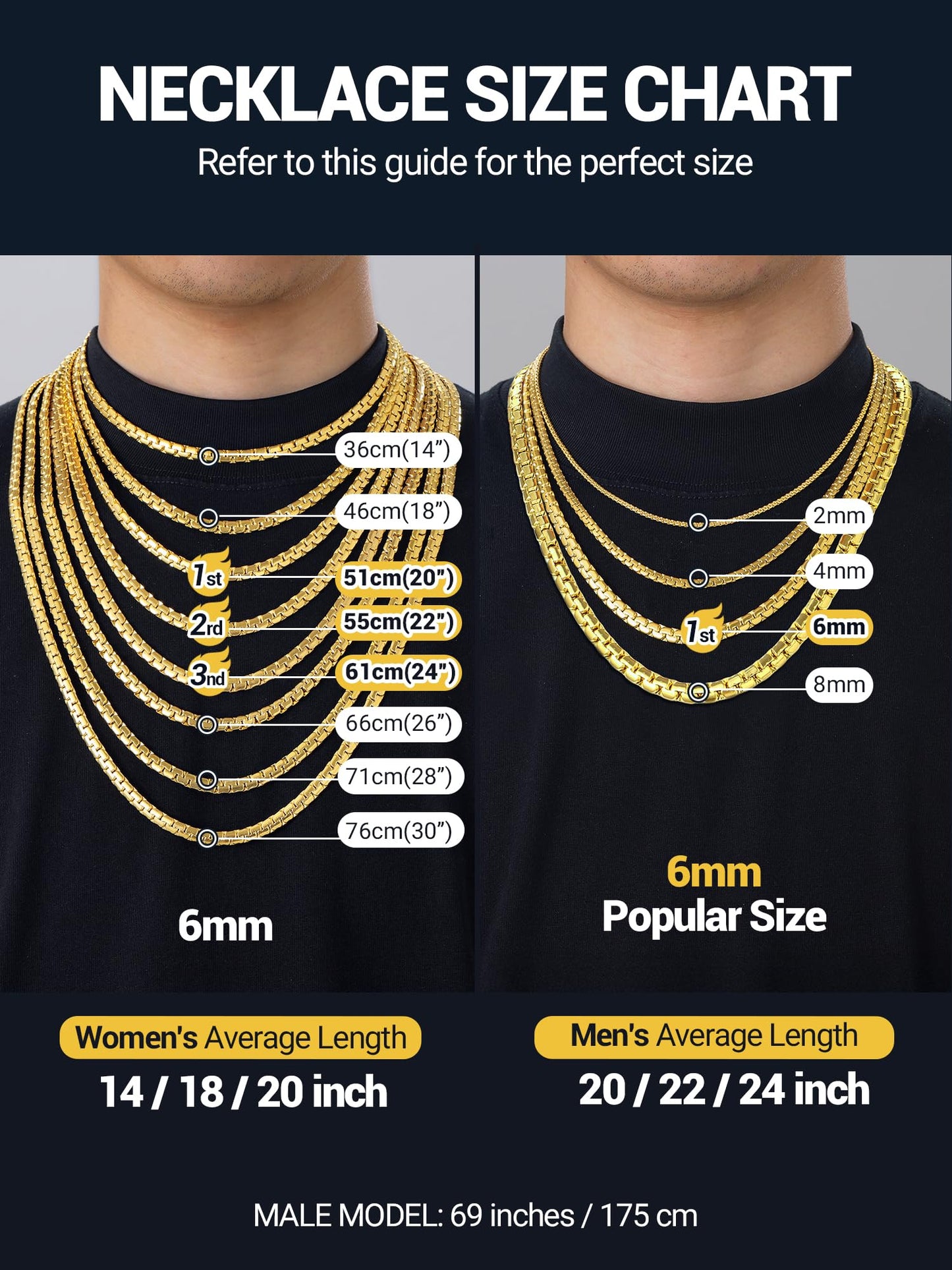 PROSTEEL Mens Chain Necklaces Stainless Steel Men Jewelry Flat Link Chain Necklace
