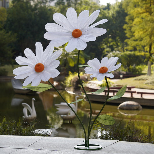 ZEYEXE Giant Flower for Decoration,Large Faux Daisy with Stand,Giant Artificial Flowers Decor Oversized Paper Flowers for Garden Party,Home,Weddings,Event & Commercial Display (White)