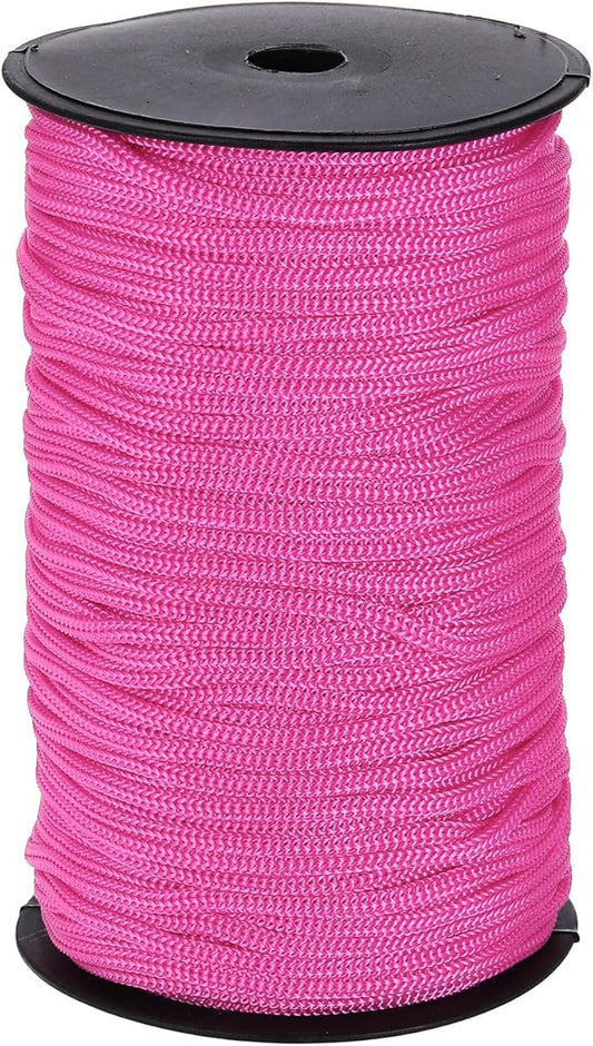 MECCANIXITY 3/16 Inch Polypropylene Rope Braided Ropes, 328ft Nylon Rope Hollow Utility Cord for Clothesline, Camping, Hiking, Outdoor, Dark Pink