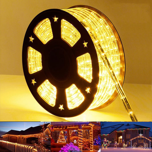 100ft LED Rope Lights Outdoor, 720 LED Connectable and Flexible Tube Lights with 8 Modes, Waterproof LED Rope Lighting for Garden, Patio, Pool, Bedroom, Party, Indoor Outdoor Decoration (Warm White)