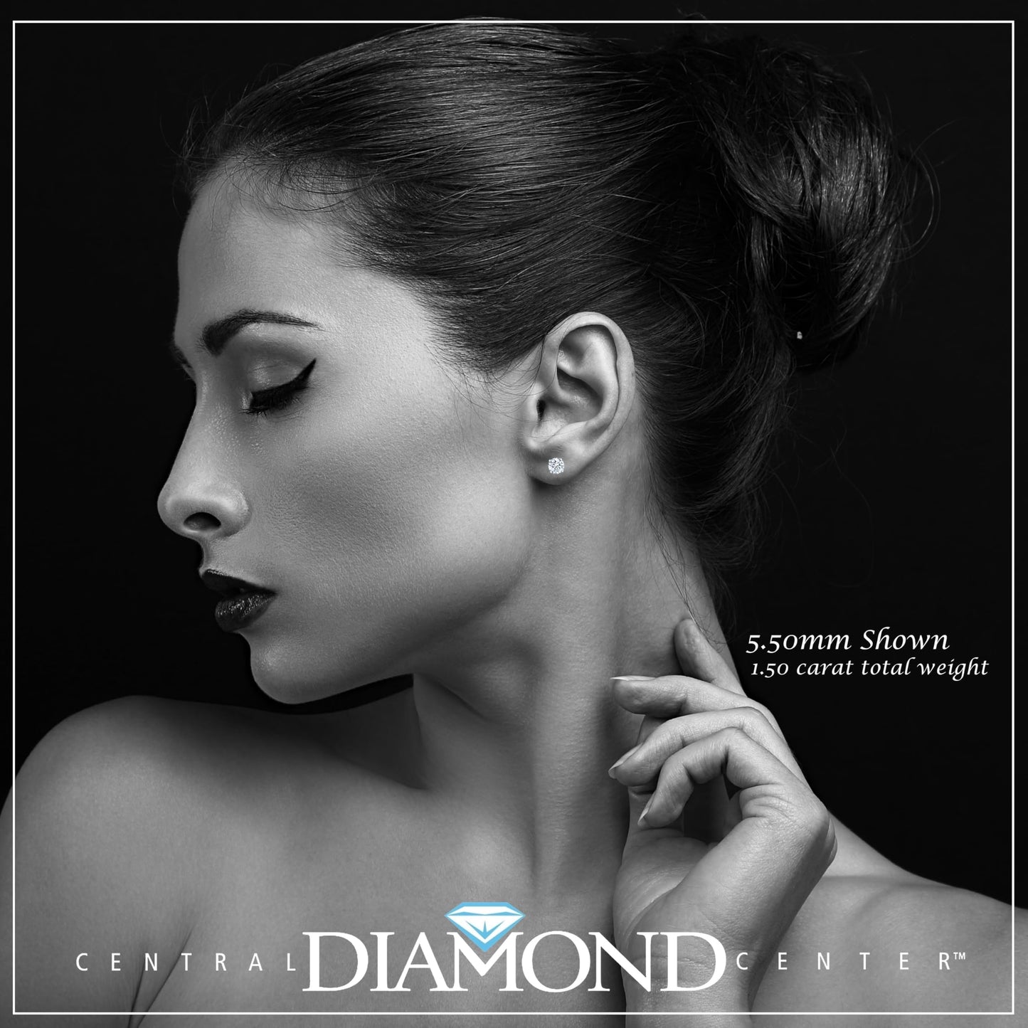 Central Diamond Center 14K Solid Gold Post & Sterling Silver Made with Swarovski 4 Prong CZ Stud Earrings - Rose Gold Plated - 5.50mm - 1.50cttw