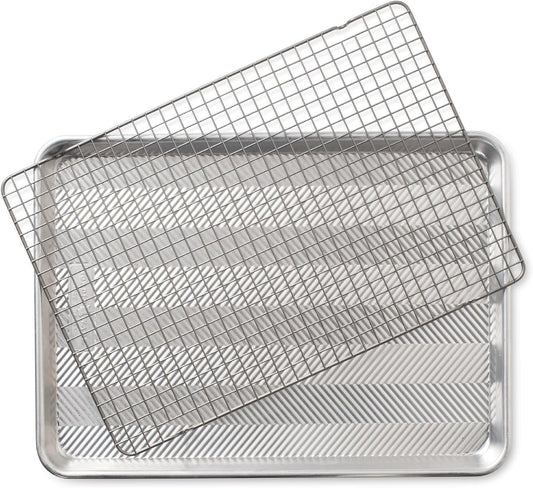 Nordic Ware Half Sheet Pan - Oven Safe Grid for Perfect Baking | 1 Pack, Natural Finish