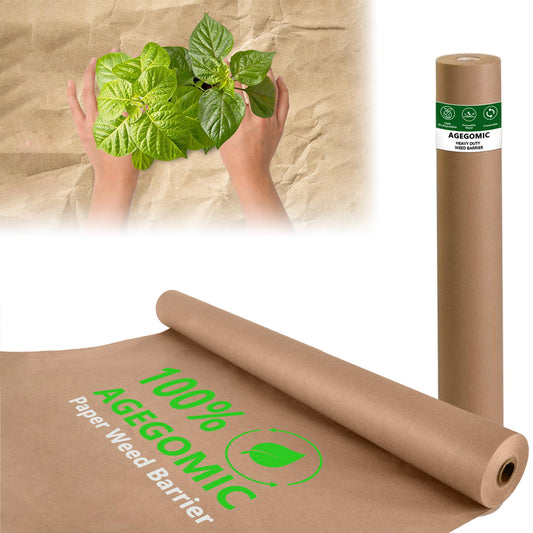 Biodegradable Weed Barrier, 3 x 100 Ft Heavy Duty Garden Paper Biodegradable Landscape Fabric Paper Garden Mulch Rolls Weed Barrier for Weeds, Paper Mulch Rolls Garden Paper for Outdoor Garden Lawn