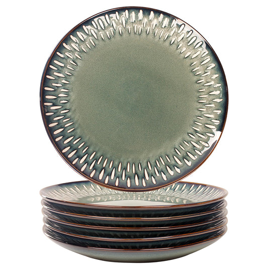jinsongdafa 10.6-Inch Porcelain Plates Set, for Appetizer, Dinner Plates, Salad, Dessert, Snacks, Serving Plate Set of 4, Microwave and Dishwasher Safe, apply Home, Restaurant