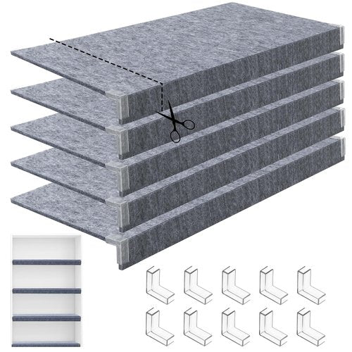 Maxdot 5 Pcs Wire Rack Covers 30 × 16 Inch Felt Gray Shelf Covers for Wire Shelving Shelf Liners 0.35 Inch Thick Removable Shelves Covering for Pantry Store Kitchen Removable Closet Office