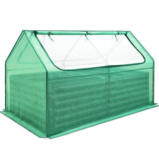 Quictent Raised Garden Bed Galvanized Raised Beds for Gardening Vegetables with Cover 6x3x2 ft Tall Metal Planter Box Outdoor Use (Green)