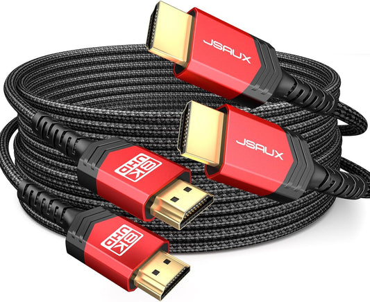 10K 2.1 10FT 2-Pack 48Gbps 8K@60Hz 4K Cords(7680x4320, 4K@120Hz) HDR10 2.2 2.3 3D, PS5/PS4/X-Box/Roku JSAUX HDMI Cables