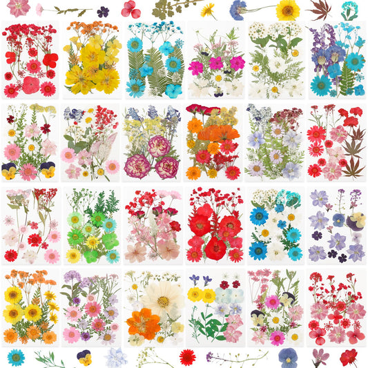 NESCCI 428 Pcs Dried Pressed Flowers for Resin,Real Nature Dried Flowers for Crafts Bulk Dry Flowers Leaves Kit Used for Resin Molds Scrapbooking DIY Art Crafts Candle Soap Making Nails Décor