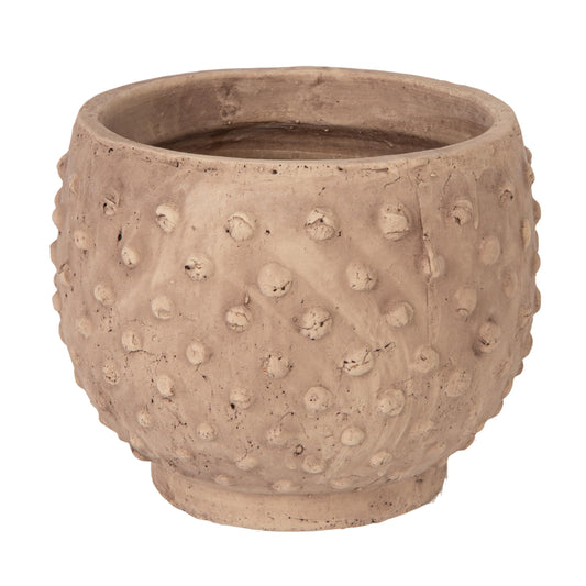 Creative Co-Op 9.25" Round Sandstone Hobnail Planter with Distressed Finish, Greige