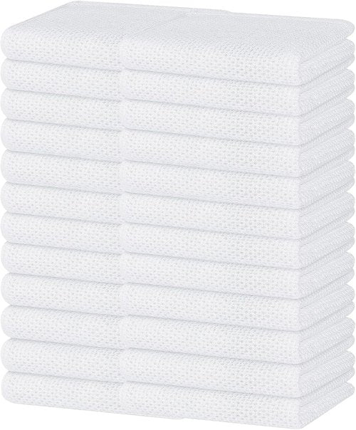 Homaxy 100% Cotton Kitchen Dish Towels - Ultra Soft, Absorbent & Quick Drying | 13 x 28 Inches, 24-Pack, White