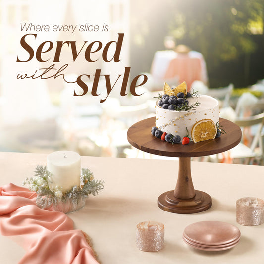 Tidita Acacia Wood Cake Stand Rustic – 12 inch Wooden Round Cake Stands for Cupcake - Cake Plate Pedestal for Dessert Table - Food Display Risers for Decor, Wedding, Restaurant, Party (12 Inch)