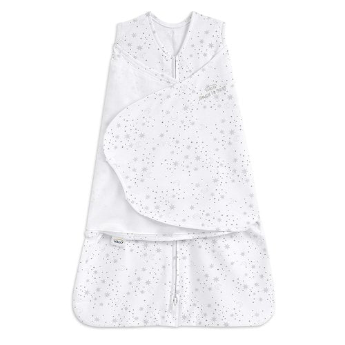 HALO Sleepsack Swaddle - 100% Cotton 3-Way Adjustable Wearable Blanket | TOG 1.5, Midnight Moons Grey, Small (3-6 Months)