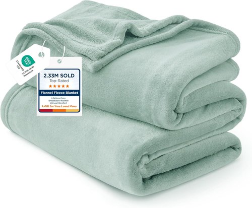 Bedsure GentleSoft Fleece Blanket - King Size Sage Green, 280GSM Soft & Cozy for Bed, Sofa, Travel