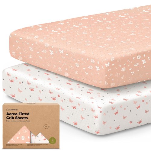 KeaBabies Fitted Crib Sheets - Soft Bamboo Viscose Cotton, 52x28, Gender Neutral, Durable (Butterflies)
