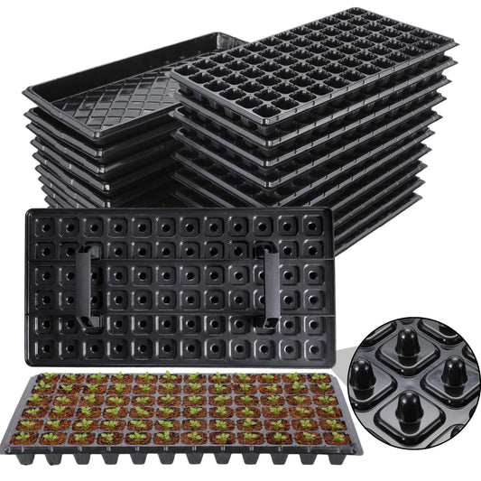 Oscorna (20Pack) 72-Cell Seed Starter Trays with Dibber, 10 Pack Nursery Starting with Base Tray, 72 Hole Soil Digger for Setting Out Quickly, Seedling Planting Tray, Germination Kit Trays Reusable