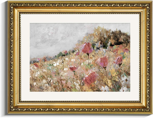 VIYYIEA Gold Framed Canvas Print - Vintage Botanical Flower Art for Rustic Home Decor | 11x14in