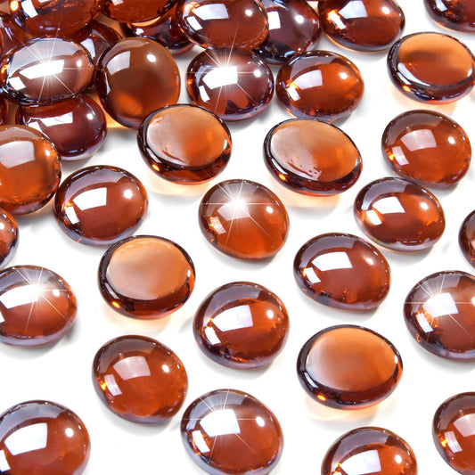 RUOJAS 20 Pounds Amber Fire Glass Beads 3/4 Inch Firepit Gems for Fire Pit Table, Fireplaces, Fire Bowl, Garden Landscaping & DIY Crafts