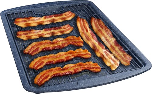 Blue Marble Cookie Sheet Set by [Brand Name] - Nonstick Carbon Steel Pan & Cooling Rack, Oven Safe Up to 450°F, 17.4” & 14.7”