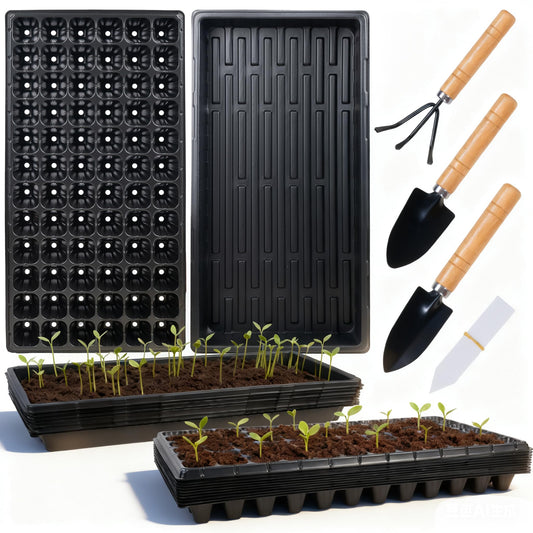 Hourleey 20 Pack Trays Include 10 Pack 1020 Seed Starter Trays and 10 Pack 72 Cell Plug Trays, Thick Durable Plastic Plant Nursery Tray, Propagation Tray for Seedlings Microgreens Fodder Plant