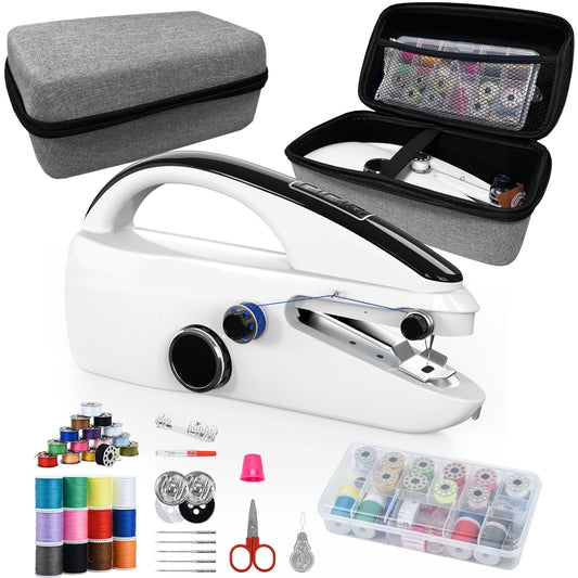 Handheld Sewing Machine, Mini Portable Hand Sewing Machine with 20 Thread Colors Emergency Sewing Kit, Suitable for Clothes, DIY Home Portable Sewing Machines (Black-06)