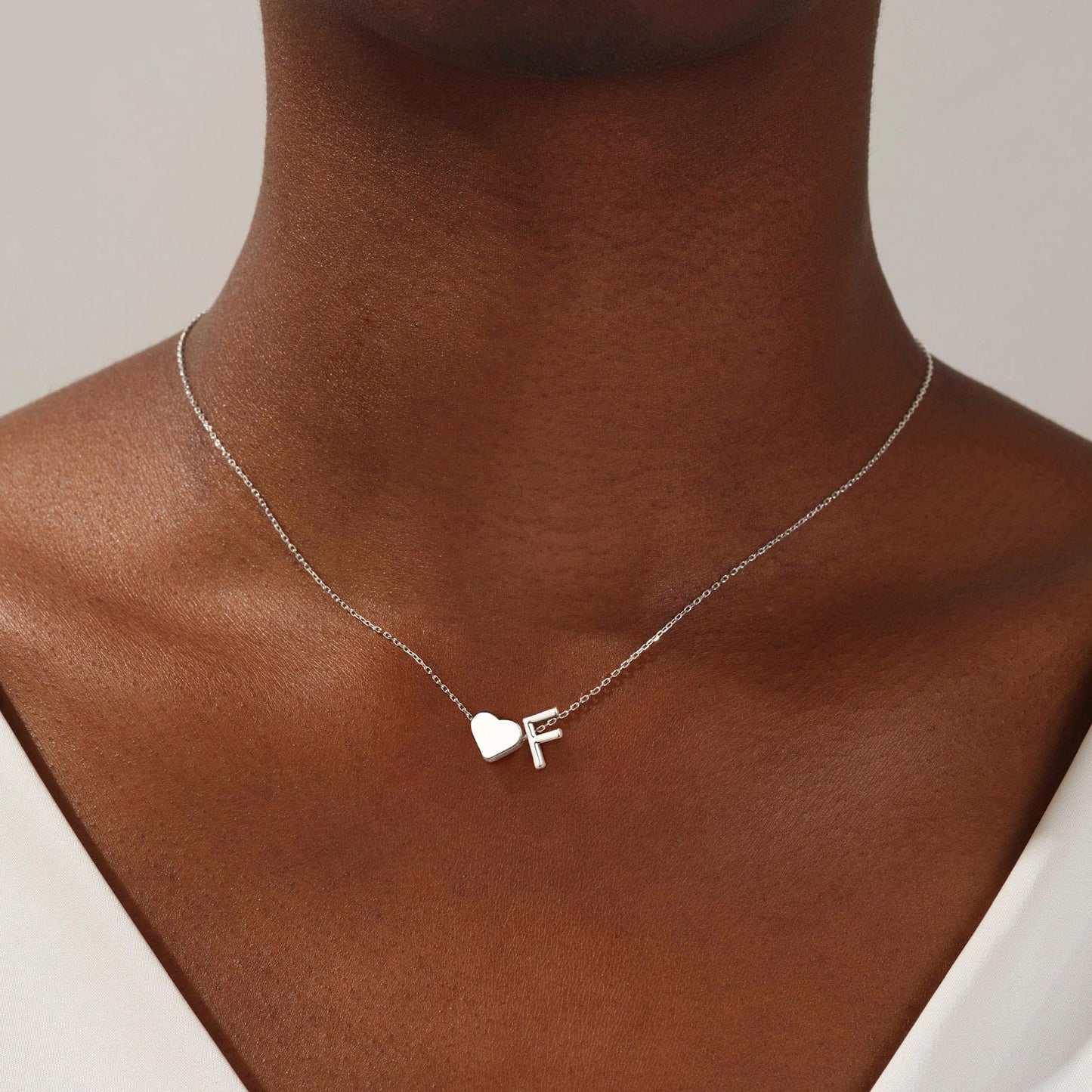 Turandoss Heart Initial Necklaces for Women - Dainty Heart Initial F Silver Letter Necklaces Birthday Gifts for Women Mom Girlfriend