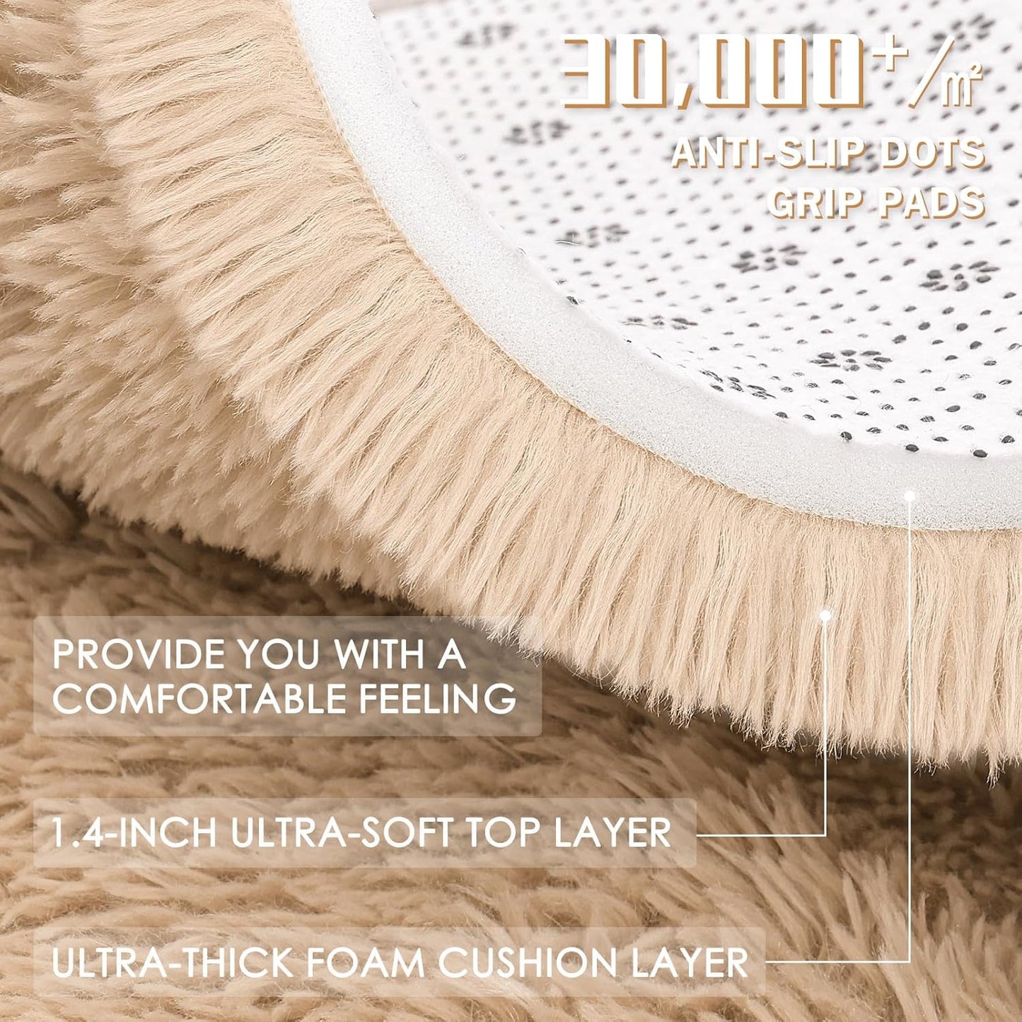 OLANLY Runner Rugs - Soft, Machine Washable Shaggy Design for Hallway & Bedroom | Beige 2x7 ft