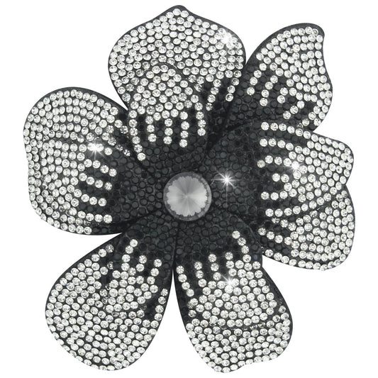 3.74 Inch Rhinestone Camellia Flower Hair Clips | Fashion Accessories Hair Clip | Lapel Pin for Parties & Wedding Events - Stylish Black & White Brooch for Women