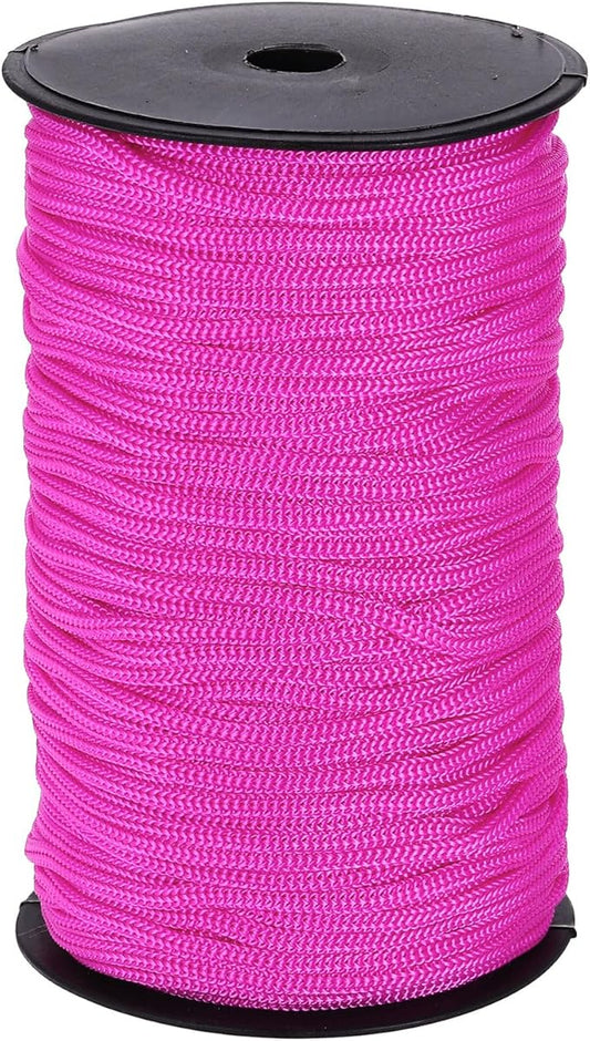 MECCANIXITY 3/16 Inch Polypropylene Rope Braided Ropes, 328ft Nylon Rope Hollow Utility Cord for Clothesline, Camping, Hiking, Outdoor, Rose Red