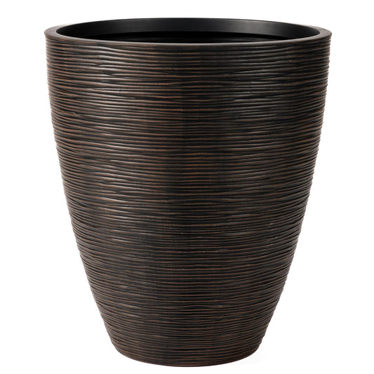 RTS Home Accents Newport Decorative Polyethylene Garden Planter – Bronze Color | Lightweight, Weather-Resistant Outdoor Flower Pot for Patios, Decks & Entryways