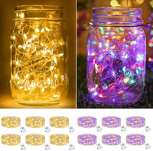 Btfarm 12 Pack Fairy Lights - Battery Operated 20 LED Twinkle String Lights | Waterproof Mini Silver Wire for Weddings & Christmas, Warm White/Colorful