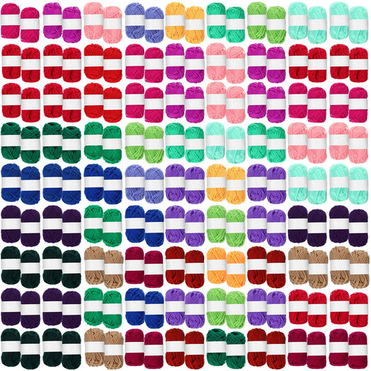 Nuogo 150 Rolls 3300 Yards Acrylic Crochet Yarn Bulk 53 Oz/ 1500 g Knitting Acrylic Yarn Skeins Soft Mini Soft Crochet Skeins Multicolor for Knitting Handcraft Weaving Projecting Kit(Mixed Colors)