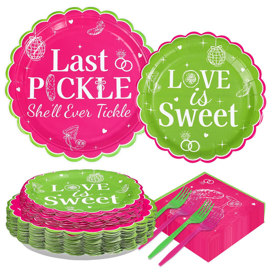 200Pcs Last Pickle Shell Ever Tickle Bachelorette Party Decorations Pickle Bachelorette Paper Plates and Napkins Tableware Sets for Girls Women Funny Bridal Shower Wedding Party Supplies Serves 50