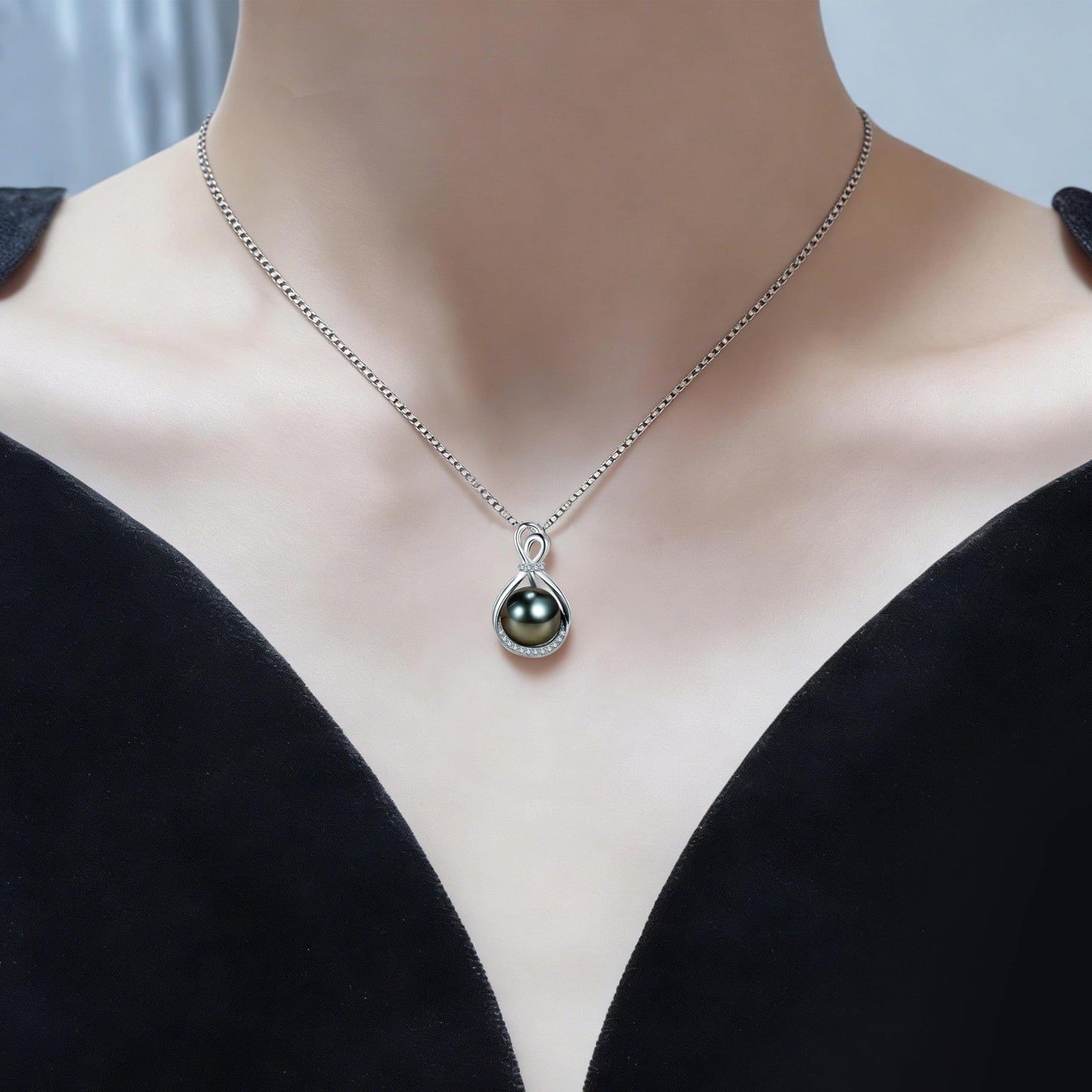 NONNYL Gifts For Wife Women Wedding Anniversary - Mothers Day Gifts- Valentine's Day - Birthday Gift for Women Her Mom Wife Girlfriend Grandma on Tahitian Black Pearl Necklace for Women Christmas Romantic Luxury Jewelry